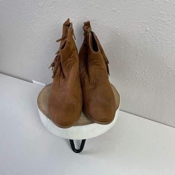 Pre-Owed Brash Brown Ankle Boots Bootie with Fringe Woman, Size 7 Boho - Picture 3 of 8